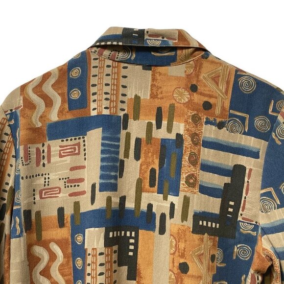 Vintage Toni Garment Jacket Small 80s Print Retro Blazer Rayon Brown - Picture 3 of 12